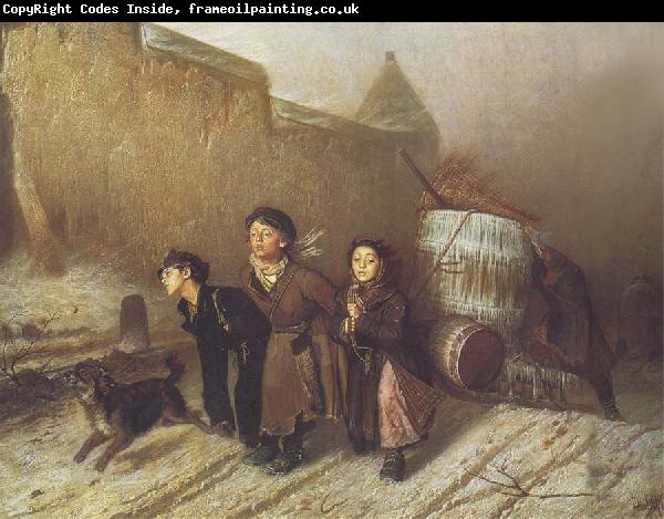 Vasily Perov Apprentices Pulling a Water Barrel